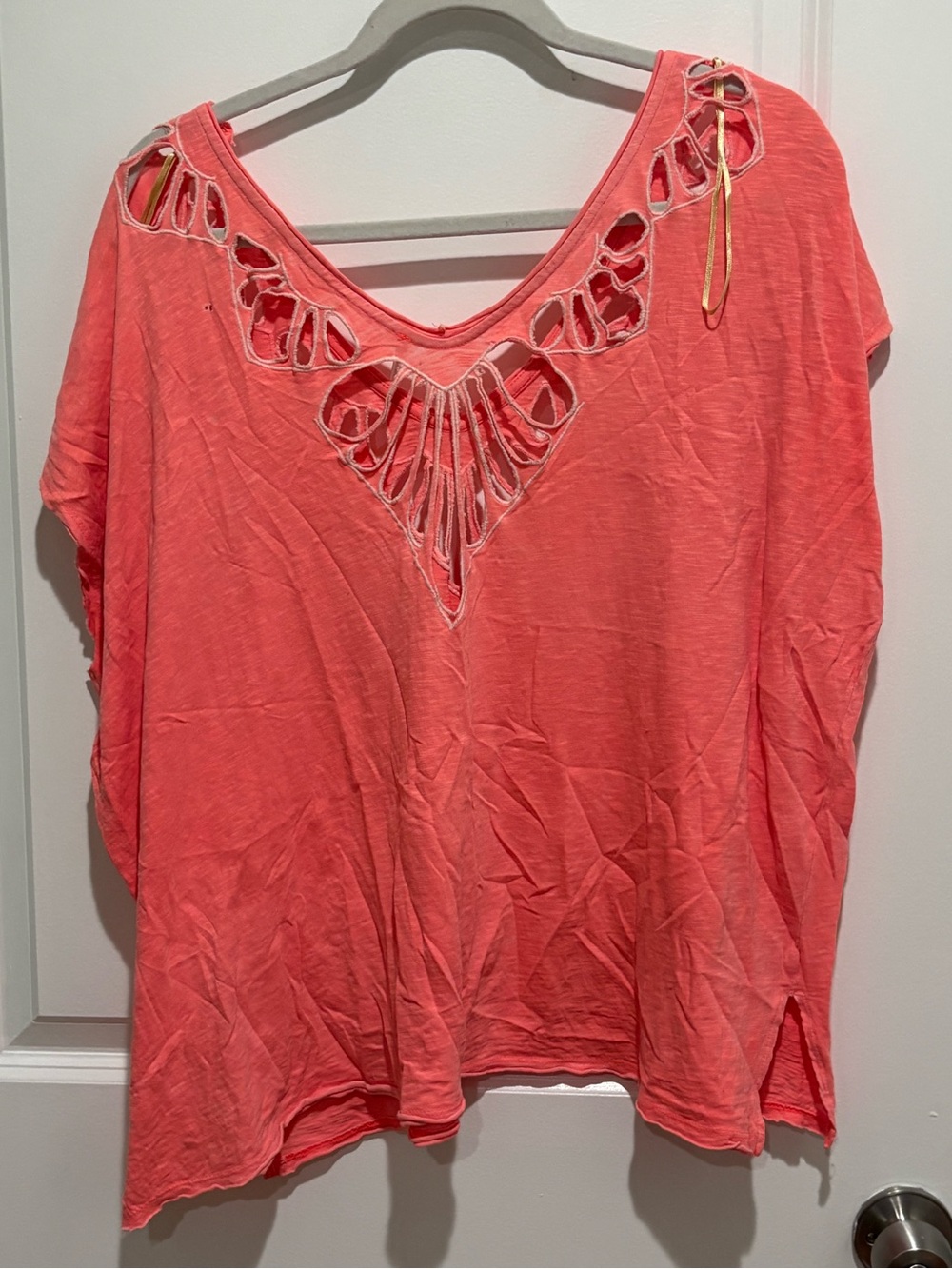 Free People Coral Cutout V-Neck Relaxed Tee - Picture 5 of 6